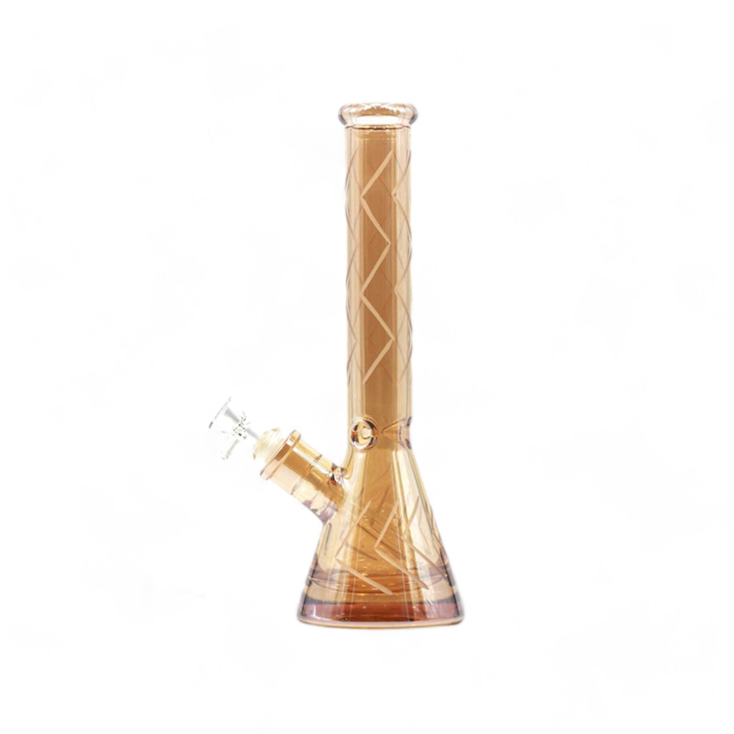 Eindrucksvolle 'Zig Zag' Beaker-Glas-Wasserpfeife mit 32 cm Höhe und 18,8 mm Schliff, ausgestattet mit Kickloch und Percolator für eine verfeinerte Raucherfahrung